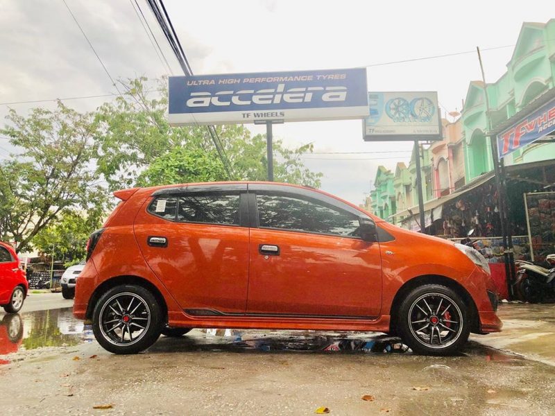 Toyota Agya On XSA Black Machine Face/Machine Outer Line 15x7.0 8x100/114.3 +35 By JF Luxury Wheels