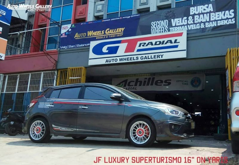 Toyota Yaris On SUPERTURIMO EVO Silver Machine Face 16x7.0 8x100/114.3 +40 By JF Luxury Wheels